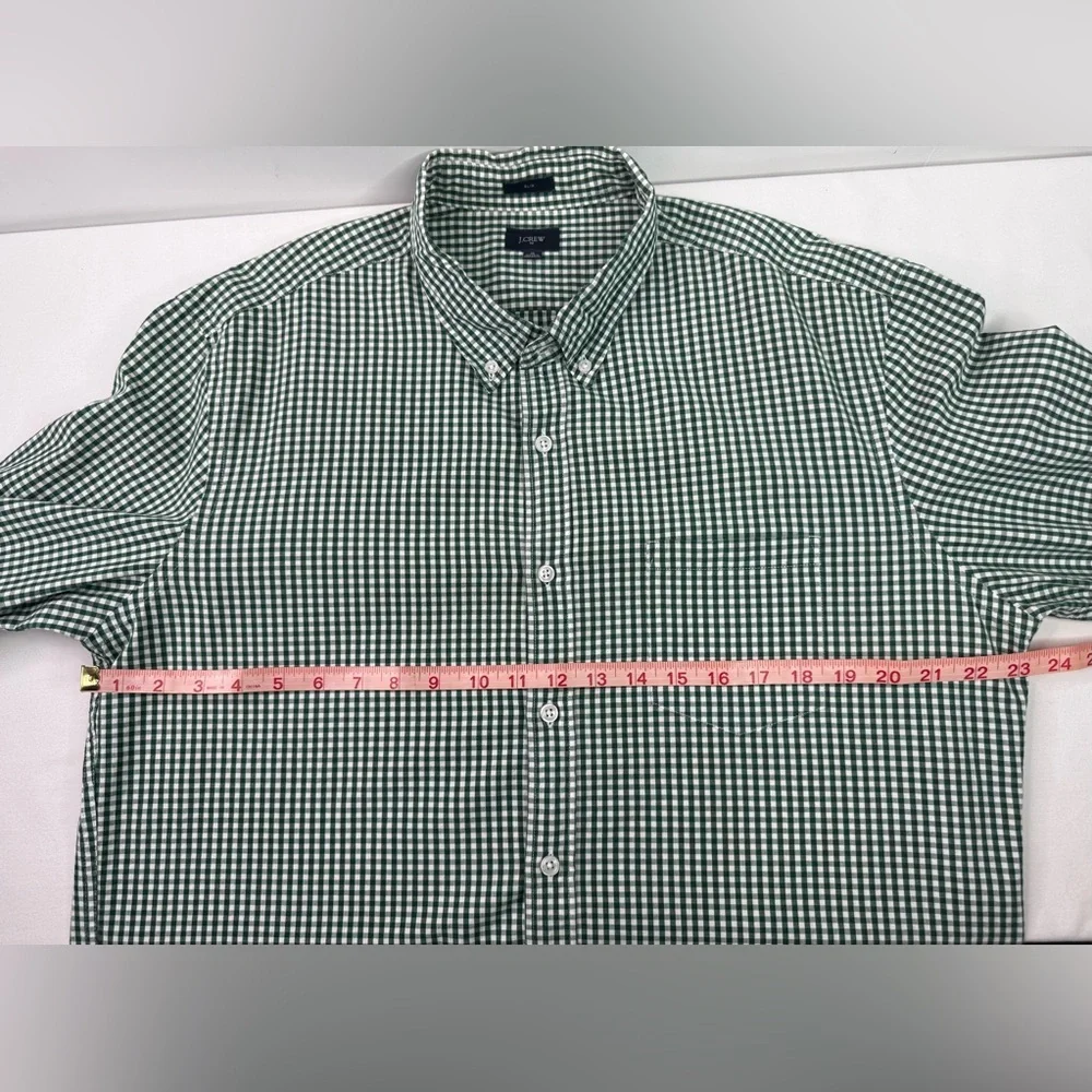 J. Crew Green Gingham Cotton Button Down Shirt Long Sleeve Size XL